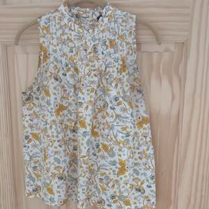 J. Crew Yellow & Green Flowy Floral Top 100% Cotton